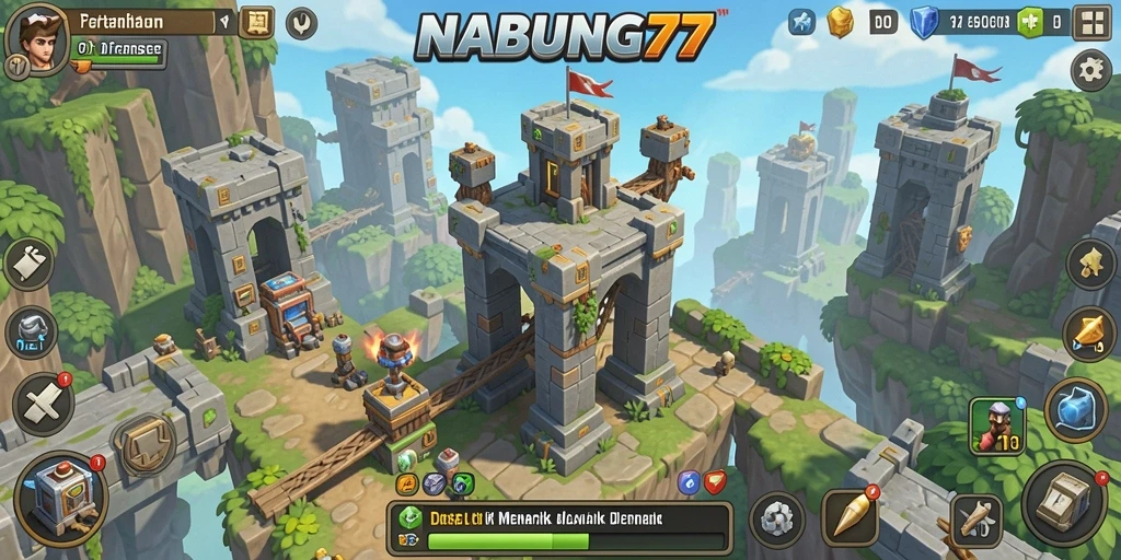 Screenshot utama NABUNG77 menunjukkan momen seru di Tower Defense.