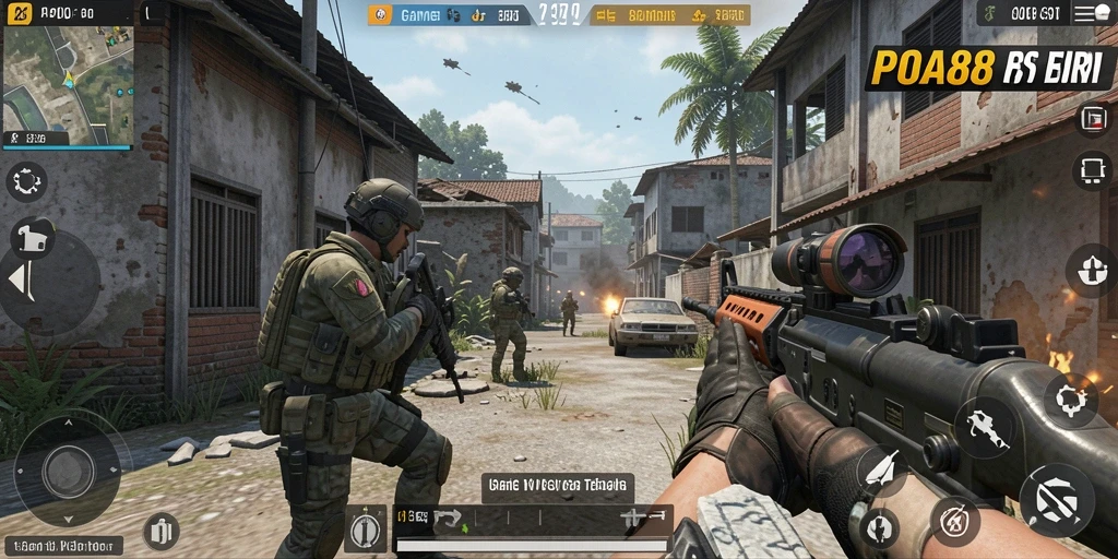 Tampilan gameplay menegangkan dalam game FPS POA88.